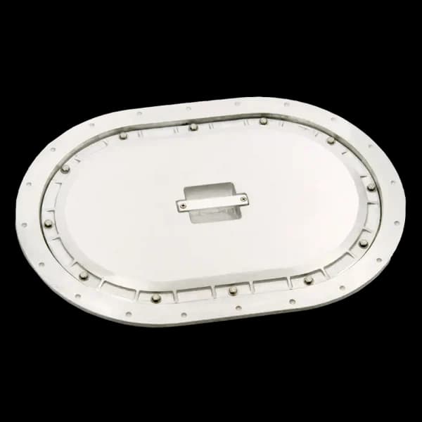 Bomar Commercial Grade Series 12″ X 18″ Oval Non-Hinged Cast Aluminum Watertight Hatch - Weld Ring: Steel | Inside Outside Opening: Yes