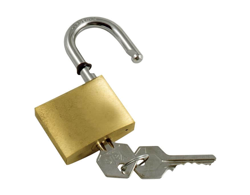 Brass padlock with 2 keys