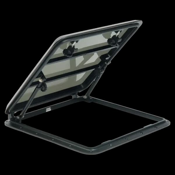 Bomar 100 Series 12 1/2″ x 17 1/2″ Rectangle Cast Aluminum Hatch - Lens Color: Smoked | Color: Black