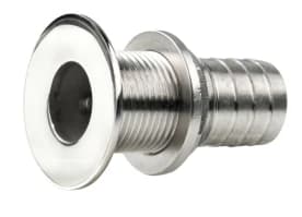 Thru-hull, stainless steel, flush flange, polished finish, G3/4'', with hose connection Ø 22 mm