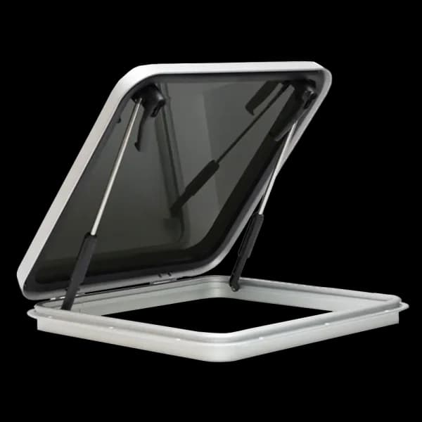 Bomar 2000 Series High Profile 20″ x 20″ Square Extruded Aluminum Hatch - Color: Clear Anodized | Lens Color: Smoked