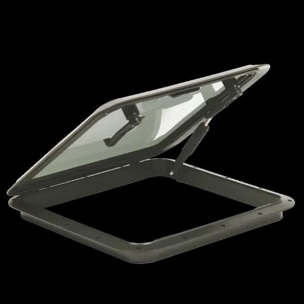 Bomar 900 Series 16 7/8″ x 16 7/8″ Square Molded Hatch - Color: Black | Lens Color: Smoked | Inside Outside Opening: No