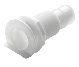 Thru-hull with L- flange, Delrin, for hose Ø 28 mm (1 1/8")
