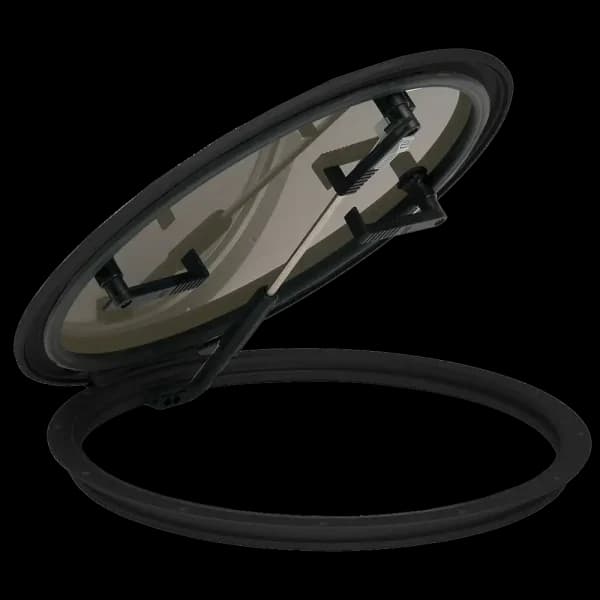 Bomar 900 Series 20 1/4″ Dia Round Molded Hatch - Color: White | Lens Color: Smoked | Inside Outside Opening: Yes