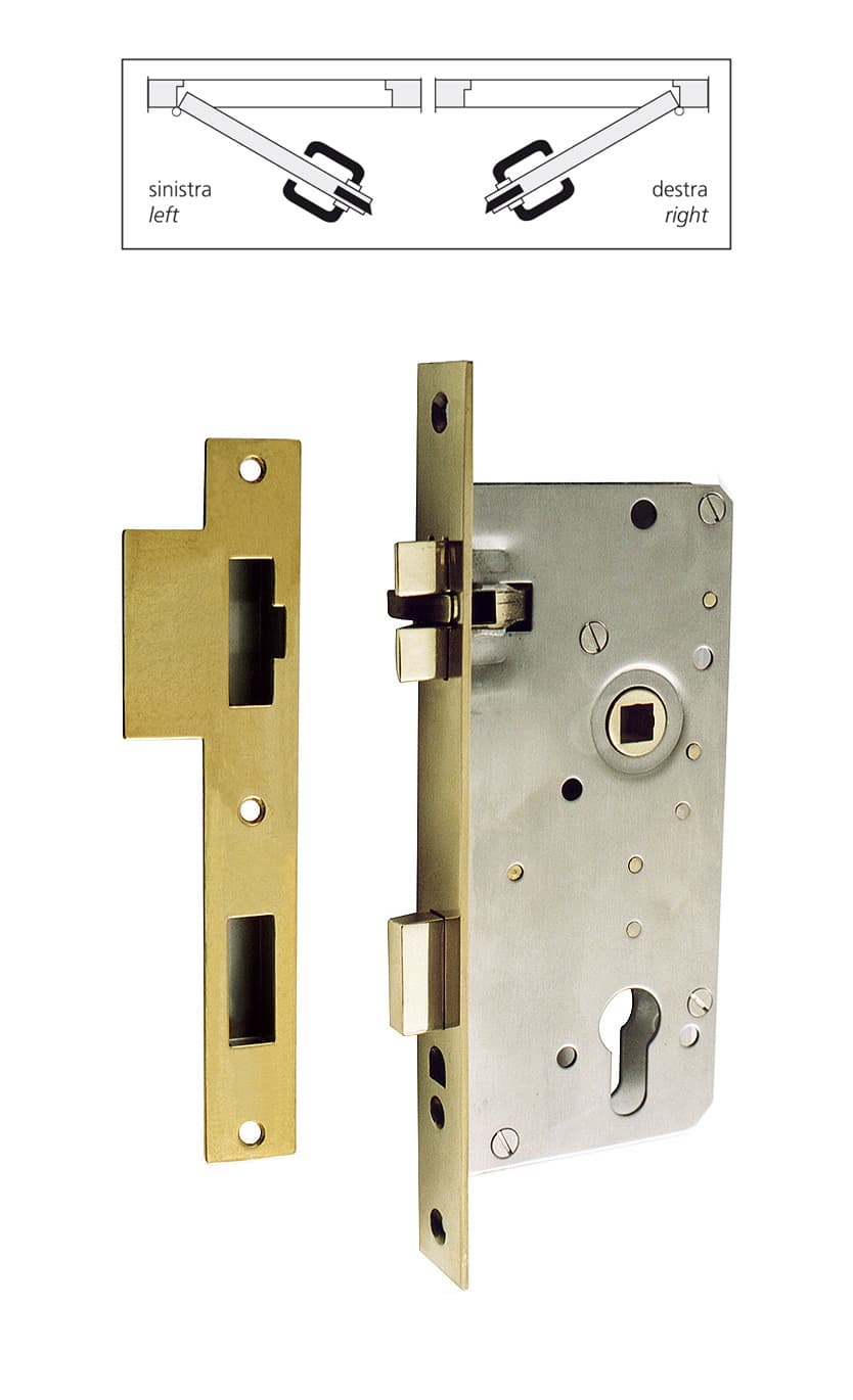 Lock with striking plate and hole for security cylinder