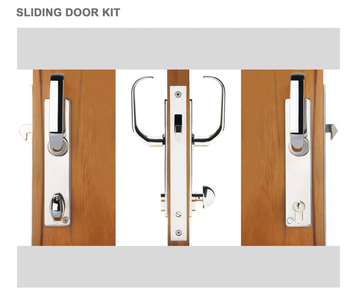 St.st. lock with striking plate and hole for security cylinder